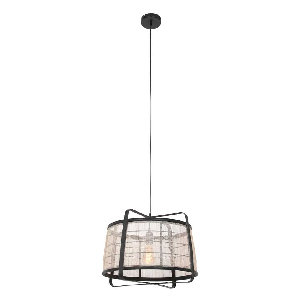 Vue en pied du luminaire avec son câble et sa rosace de plafond