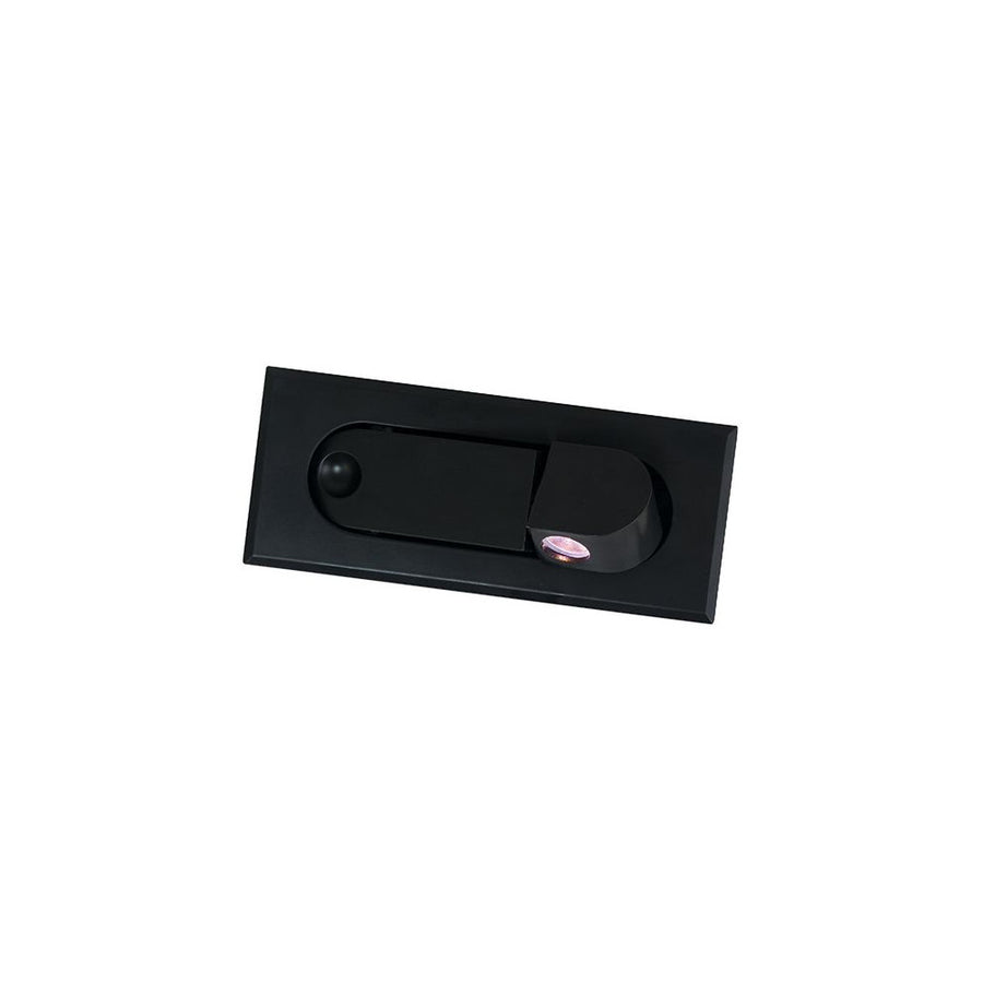 Vue de face du luminaire encastrable noir mat avec spot orientable intégré.