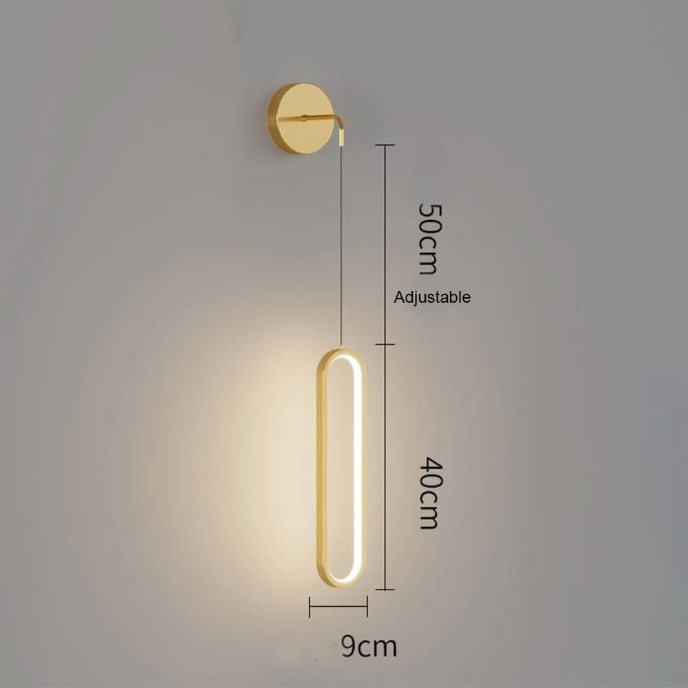 Schéma de dimensions doré : hauteur réglable 50 cm, anneau 40 cm sur 9 cm.