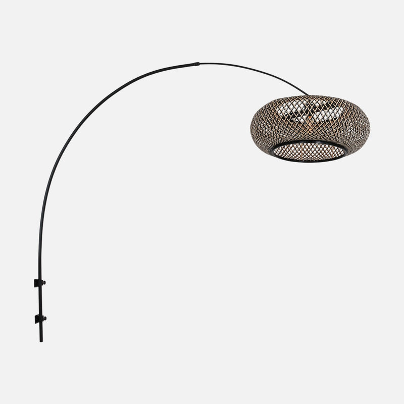 Wandleseleuchte Arc, Lampenschirm aus geflochtenem Bambus Ø 60 cm | Banwa