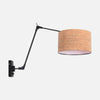 Gelenk-Wandleuchte, Kork-Lampenschirm & langer schwarzer Arm Ø 30 cm | Prestige Chic