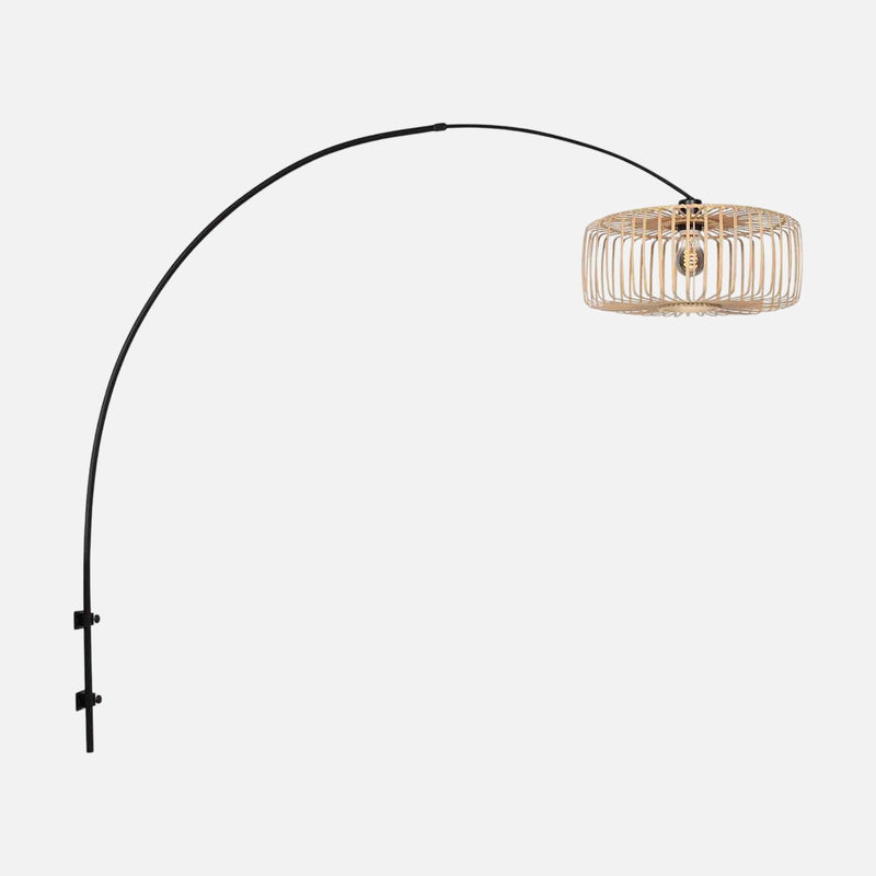 Gebogene Bambus-Wandleuchte, natürlicher Lampenschirm Ø 40 cm | Tikar