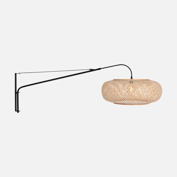 Wandleuchte Bambus, schwenkbarer Arm, Lampenschirm Ø60 | Elegant Classy
