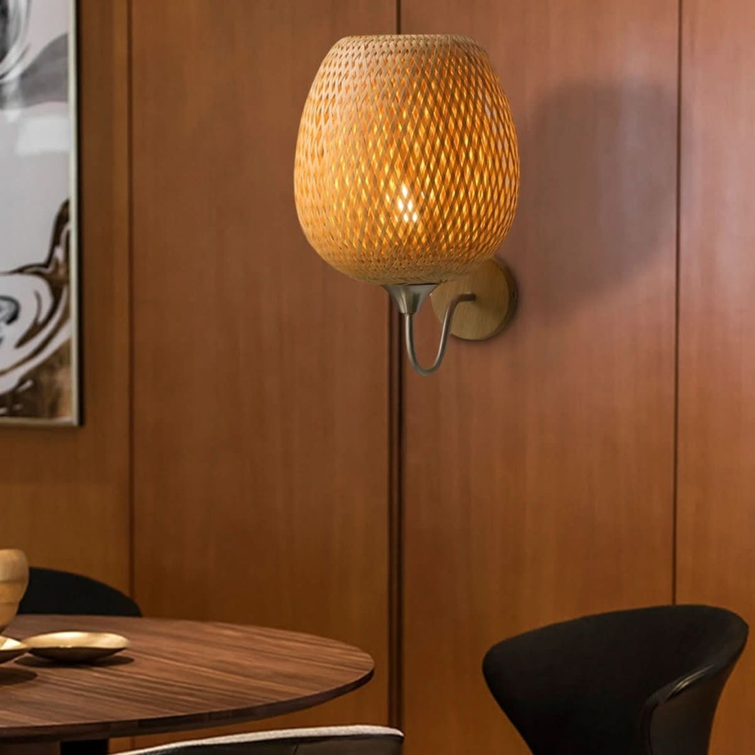 Böhmische Wandleuchte aus Rattan und Bambus | Elma