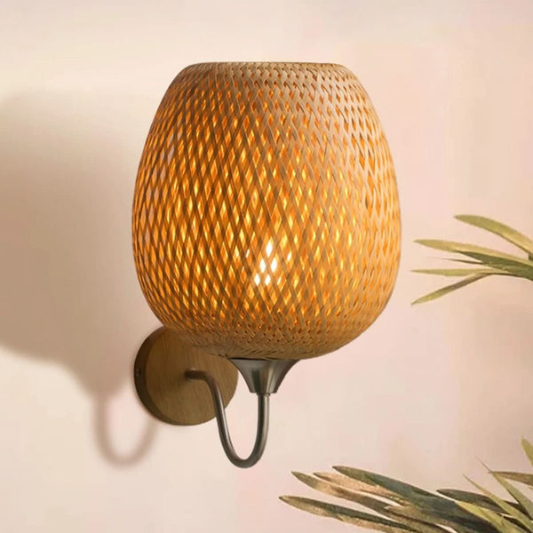 Böhmische Wandleuchte aus Rattan und Bambus | Elma