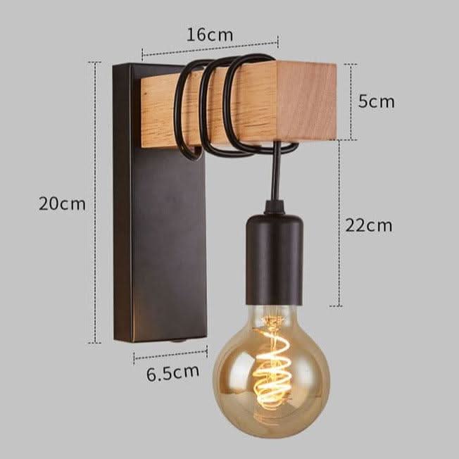 Schéma coté de l'applique avec dimensions du support et hauteur de suspension.