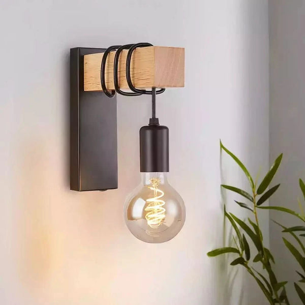 Wandleuchte Holz und Schwarz | Elegante Fusion