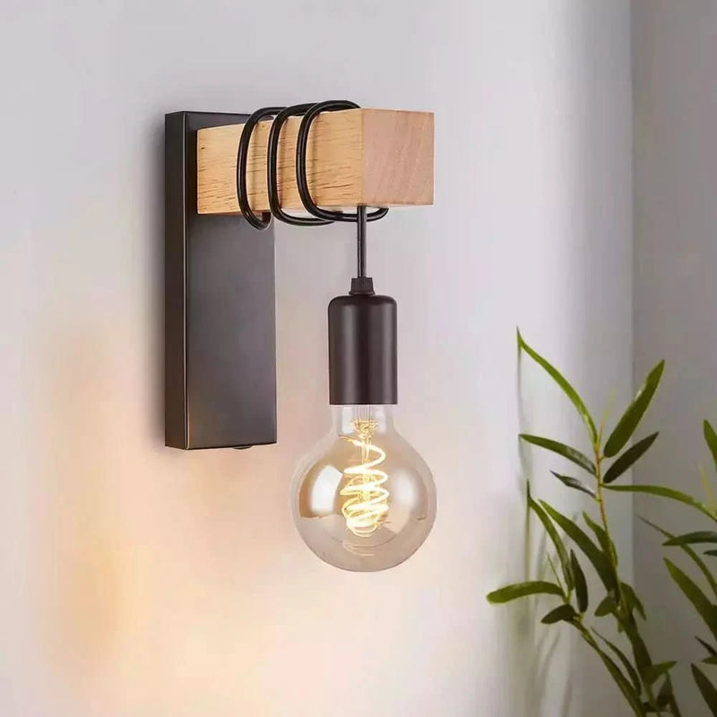 Wandleuchte Holz und Schwarz | Elegante Fusion