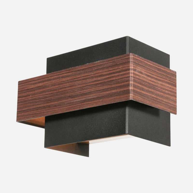 Wandleuchte aus Holz und Metall, schwarzer Würfel & Holz-Finish G9 | Muro