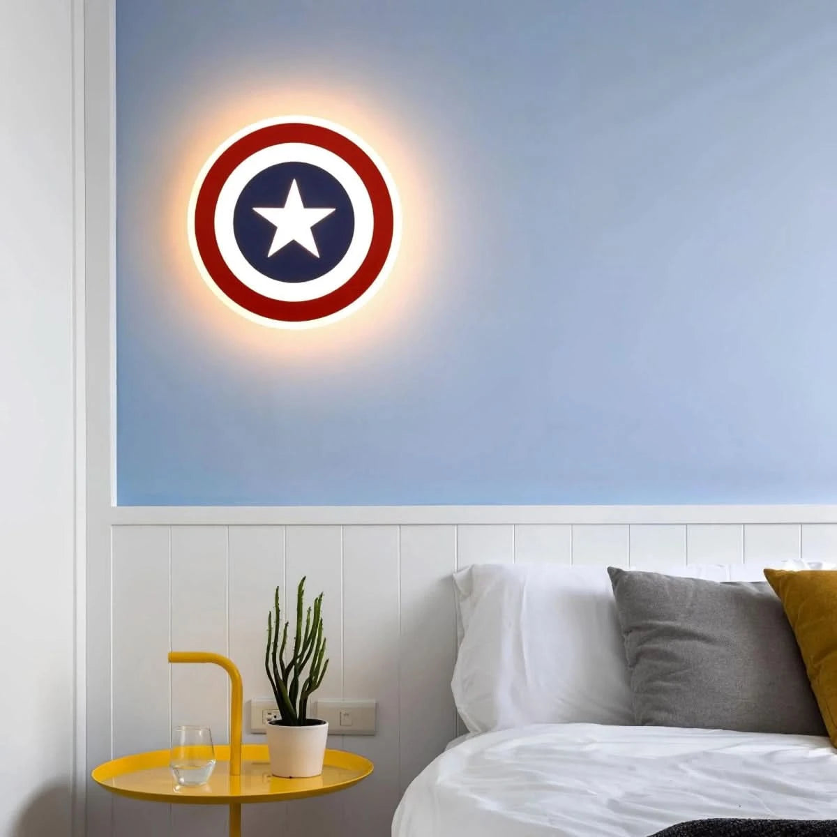 Applique Murale Captain America | Steve - Designix Applique Murale Rouge et Bleu Blanc Chaud
