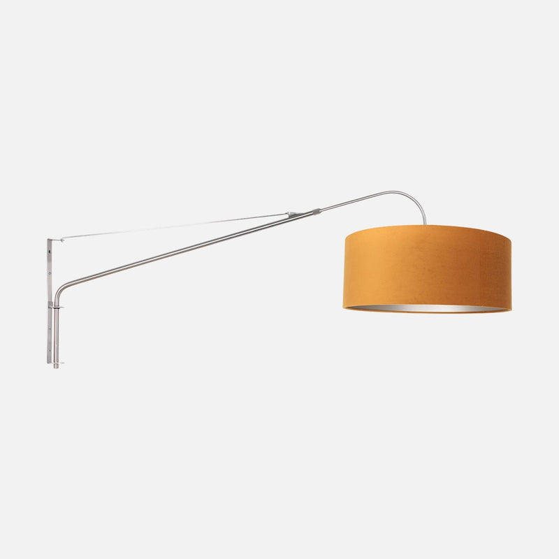 Schicke Wandleuchte aus goldenem Samt, verstellbarer Stahlbogen Ø 50 cm | Elegant Classy