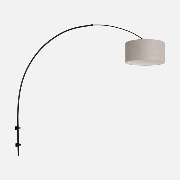 Wandleuchte Bogen grau, verstellbarer Leinenschirm Ø 30 cm | Sparkled