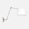 Wandleuchte aus weißem Leinen mit Dimmer, schwenkbarer Stahlarm | Prestige Chic