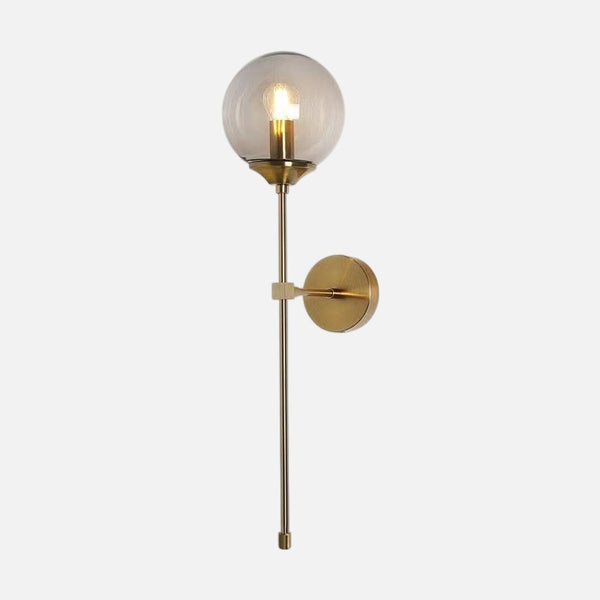 Wandleuchte aus Rauchglas, goldene Kugel | Mystischer Glanz