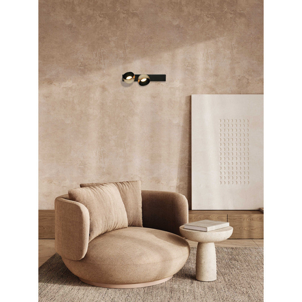 Applique Murale ZAMBELIS 25W Dimmable DESIGN Noir Sable et Champagne Brosse 25342