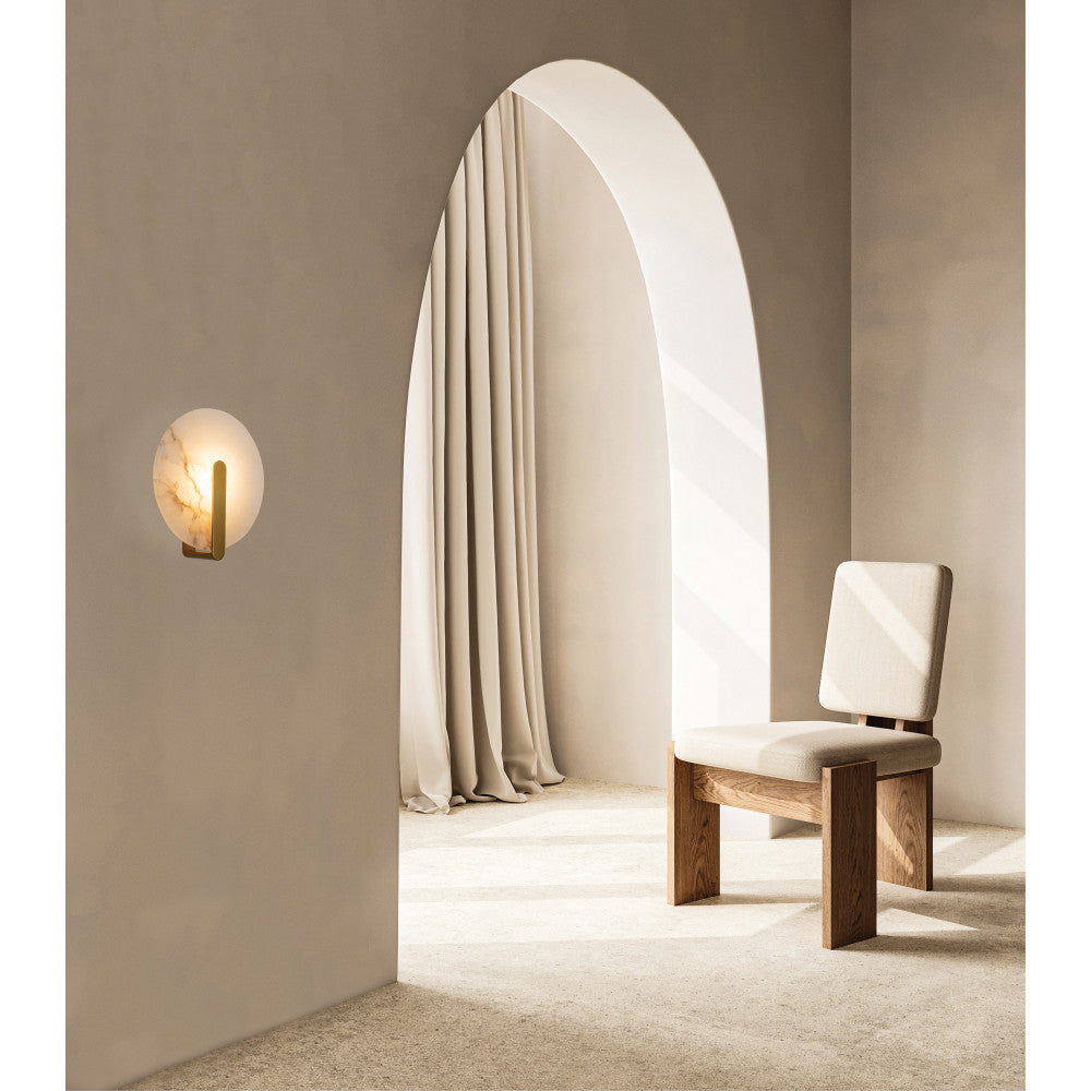 Applique Murale ZAMBELIS D250 5W DESIGN Albatre Blanc et Laiton 2552