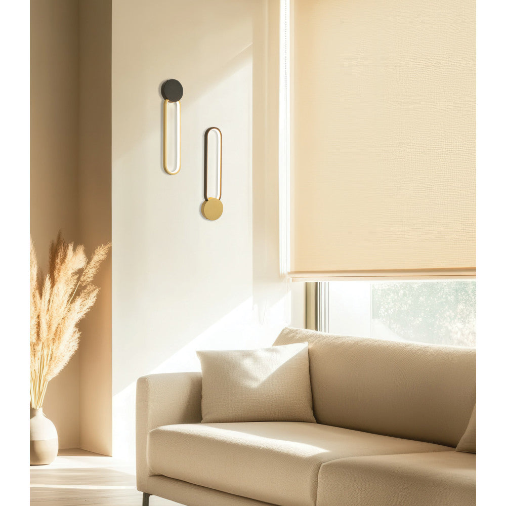 Applique ZAMBELIS 13W Dimmable DESIGN Noir Mat et Dore 23102