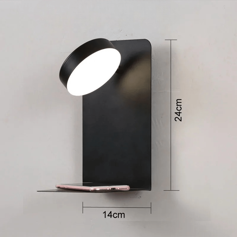 Appliques LED USB Charge | Brio - Designix Applique Murale Noir | 32x19cm Gauche Variable