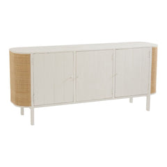 Exotischer weißer Rattan-Schrank mit 3 Türen | Vora