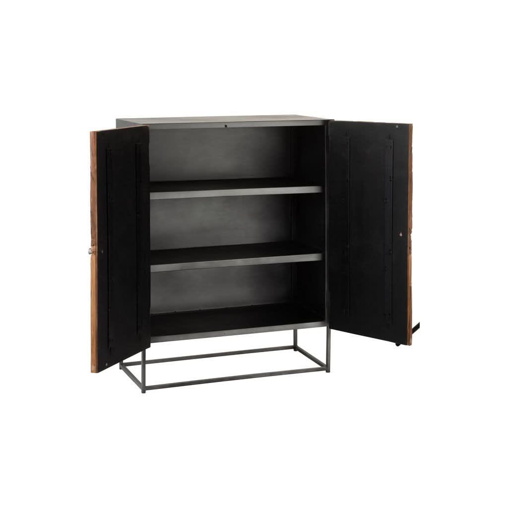 Schrank Holz Eisen Natur Grau | Sela