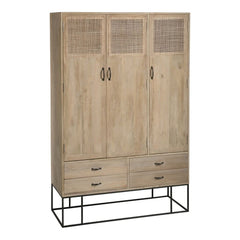 Schrank aus Mangoholz und geflochtenem Rattan | Zara