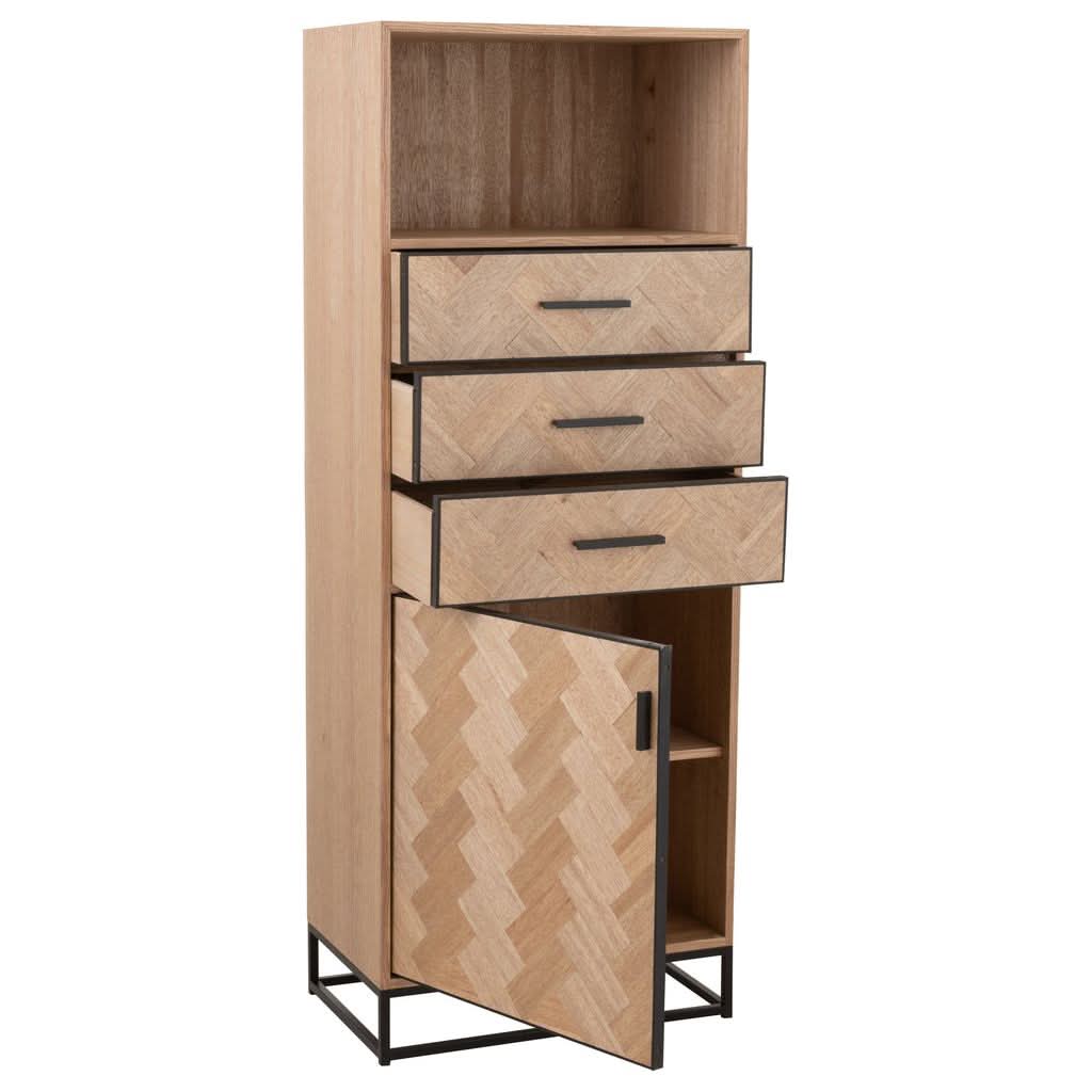 Armoire Haute Tiroirs Bois Métal | Kilo - Designix Armoire