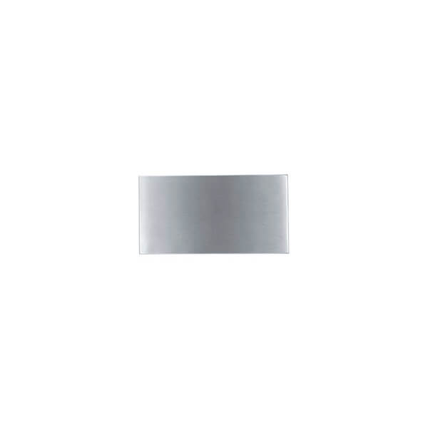Applique murale rectangulaire en aluminium gris, vue de face sur fond blanc