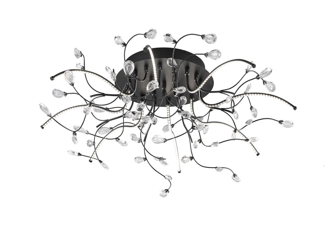 Plafonnier Crystal noir, Ø 77 cm