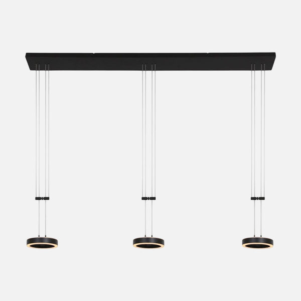 Suspension 3 lumières noire, barre LED 120 cm | Piola