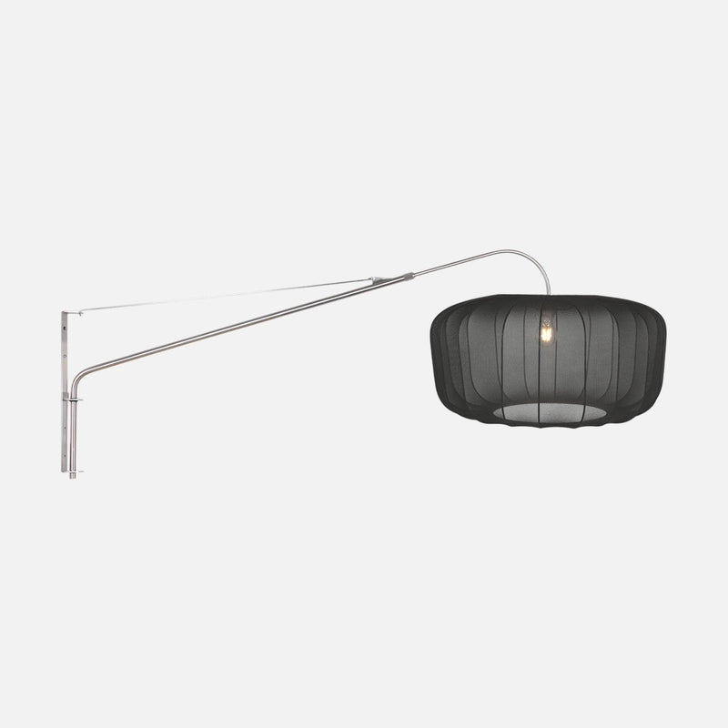 Wandleuchte mit verstellbarem Leselicht, langer Stahlarm, schwarzer Lampenschirm Ø60 cm | Elegant Classy