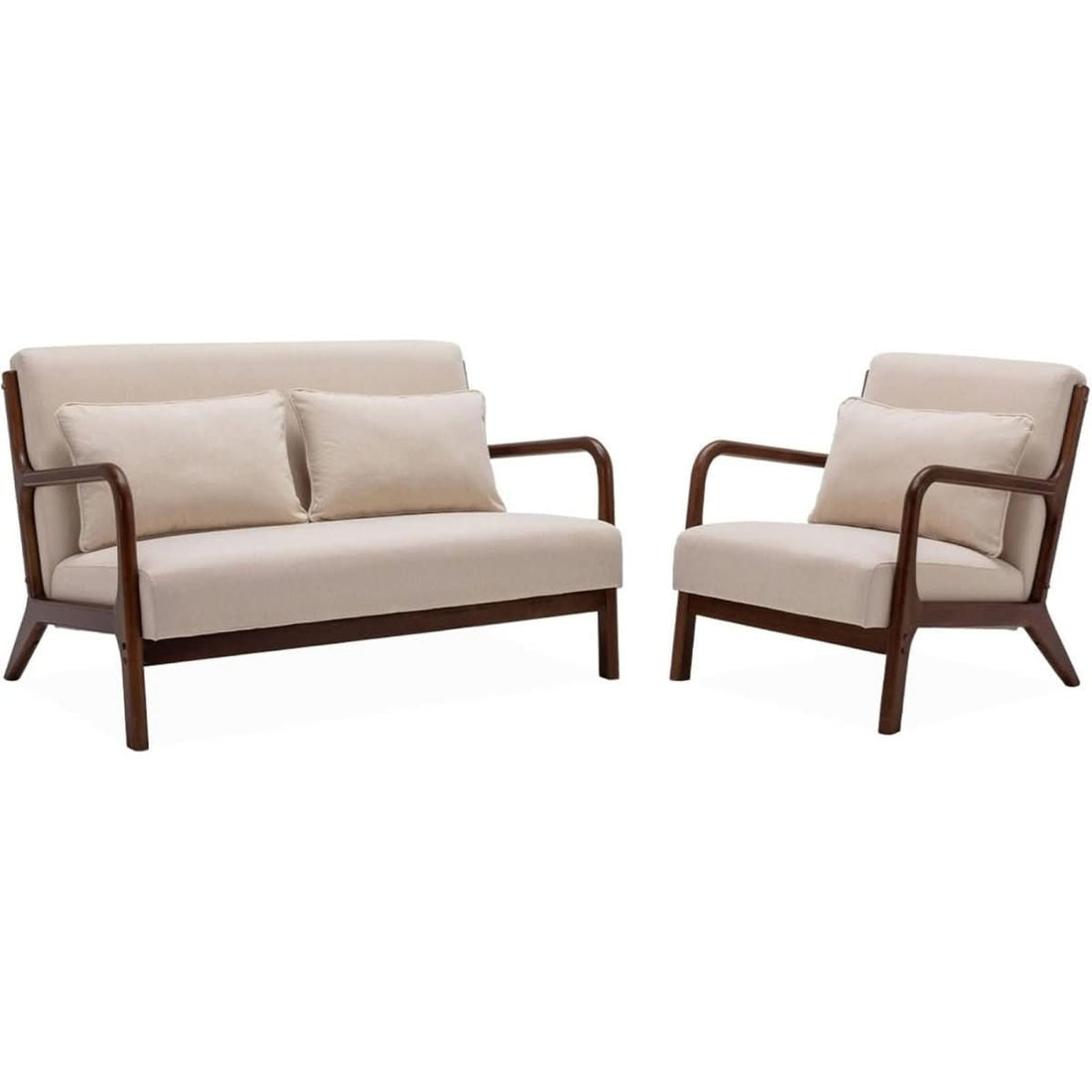 Bank und Sessel Holz Beige | Seren