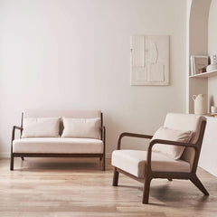 Bank und Sessel Holz Beige | Seren