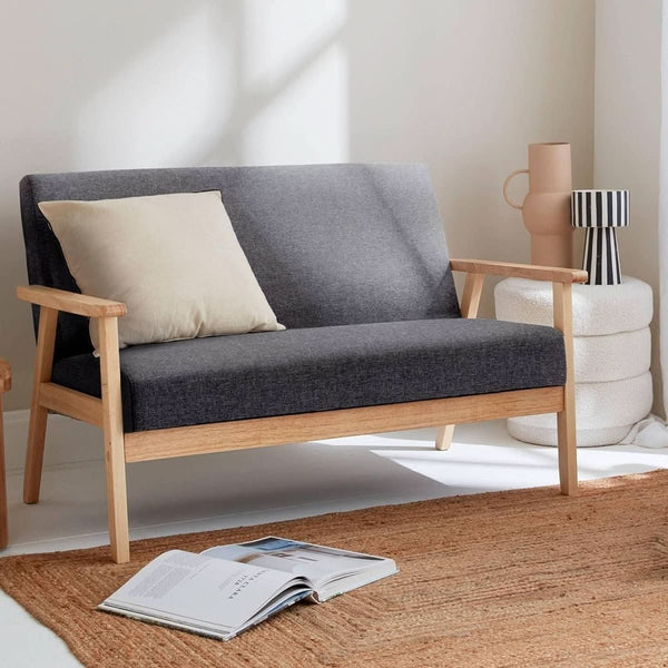 Graue Sitzbank Sofa aus Holz und Stoff | Urban