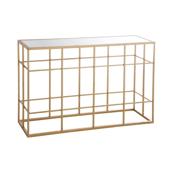 Barres Console Métal Verre Or | Qale
