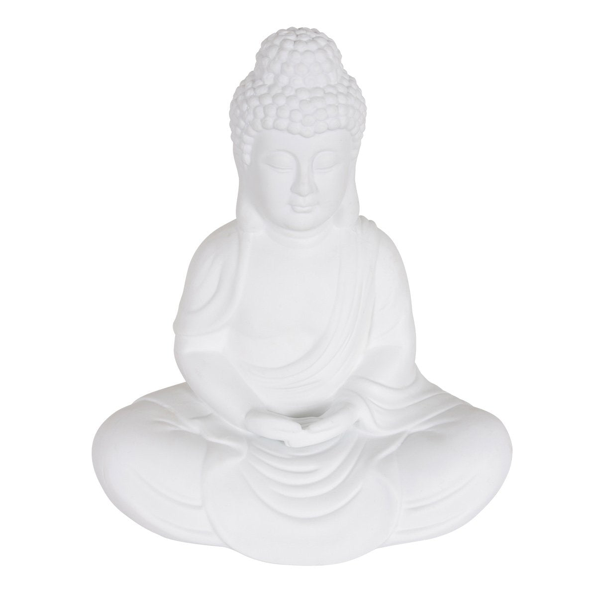 Vue de face du Bouddha éclairé, lumière visible entre les mains
