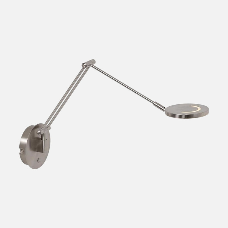Verstellbare LED-Wandleuchte, Leselampe mit Gelenkarm aus gebürstetem Stahl | Soleil
