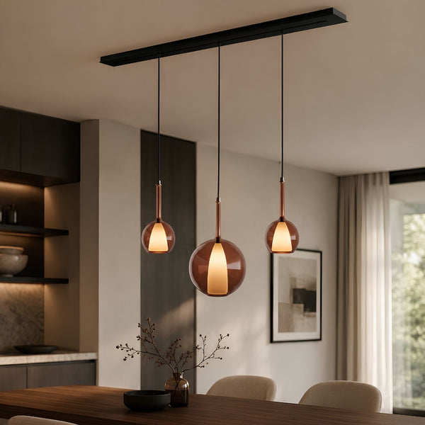 Suspension de table Belluna 3 lumières, longueur 160 cm