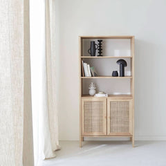 Bücherregal Holz Rohrgeflecht Bohème | Zephyr