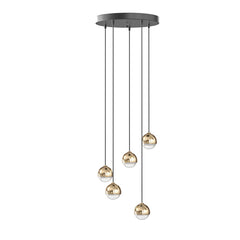 Suspension LED Bolicina V dorée, verre