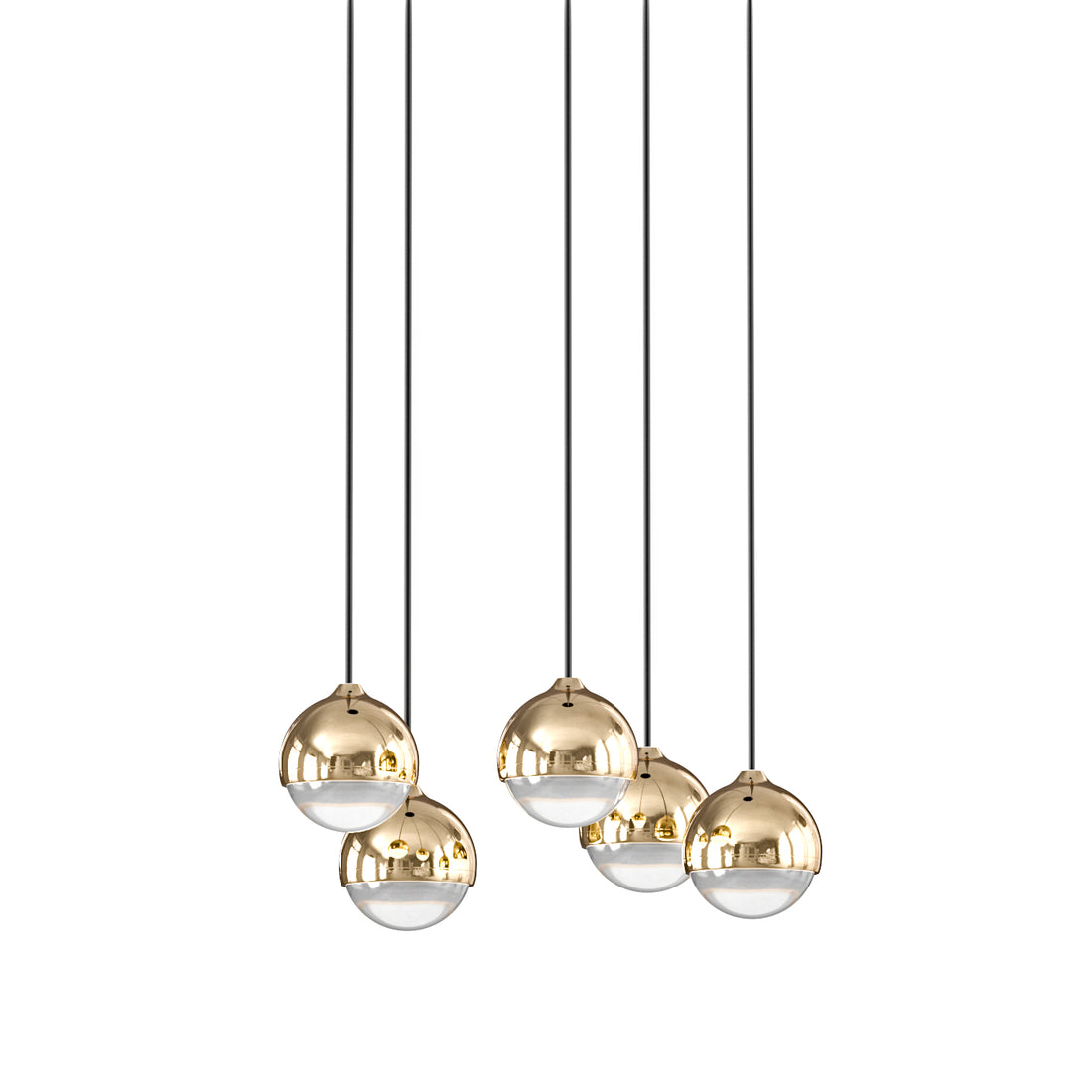 Suspension LED Bolicina V dorée, verre