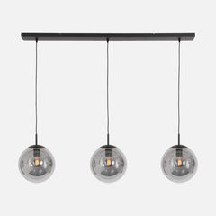 Schwarze Pendelleuchte mit 3 Rauchglas-Kugeln, Wohn- & Esszimmer | Bollique 3122ZW