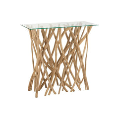 Konsolentisch Zweige Teakholz Glas | Vela