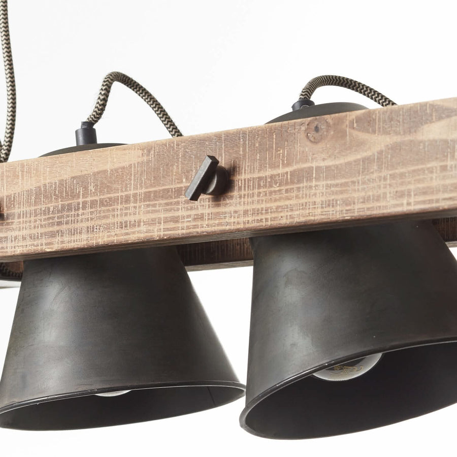 Suspension Decca 2 lumières noire, bois