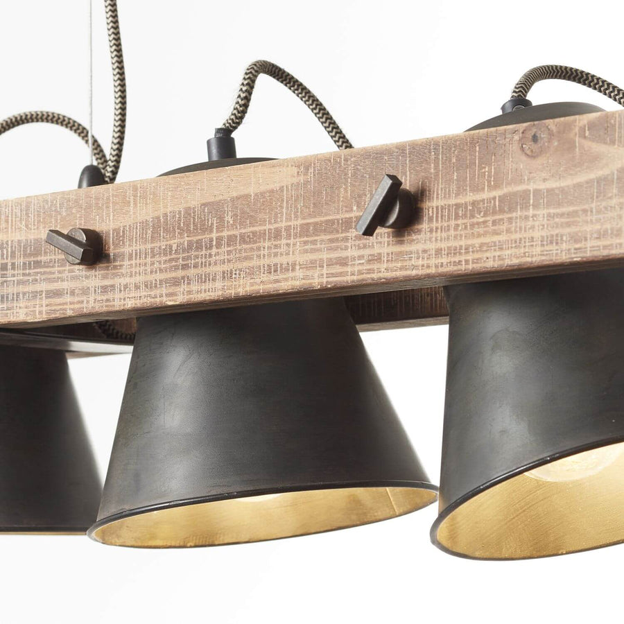 Suspension Decca 5 lumières noire, bois