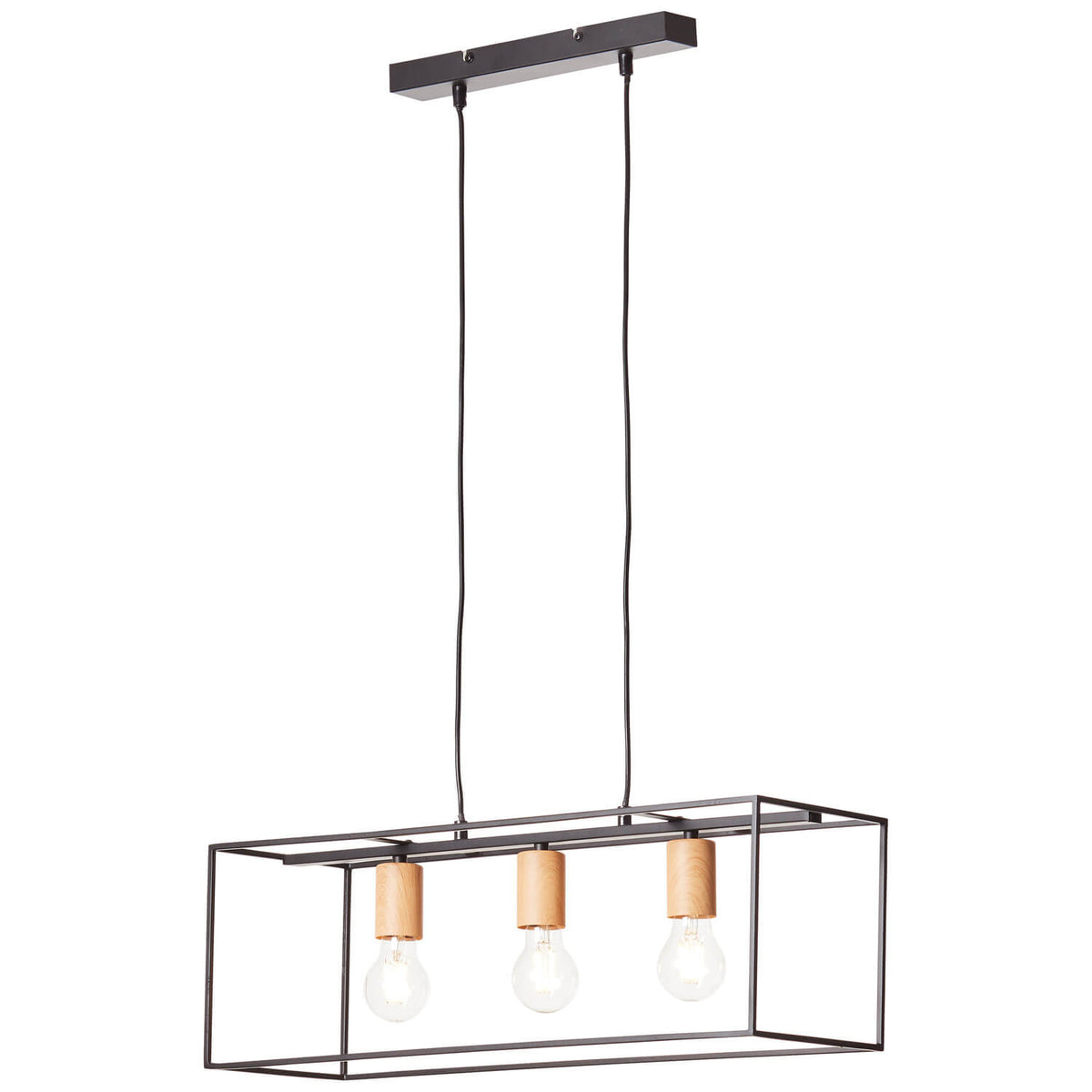 Suspension Arica 3 lumières noire et bois