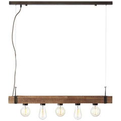 Suspension Woodhill 5 lumières noire, bois