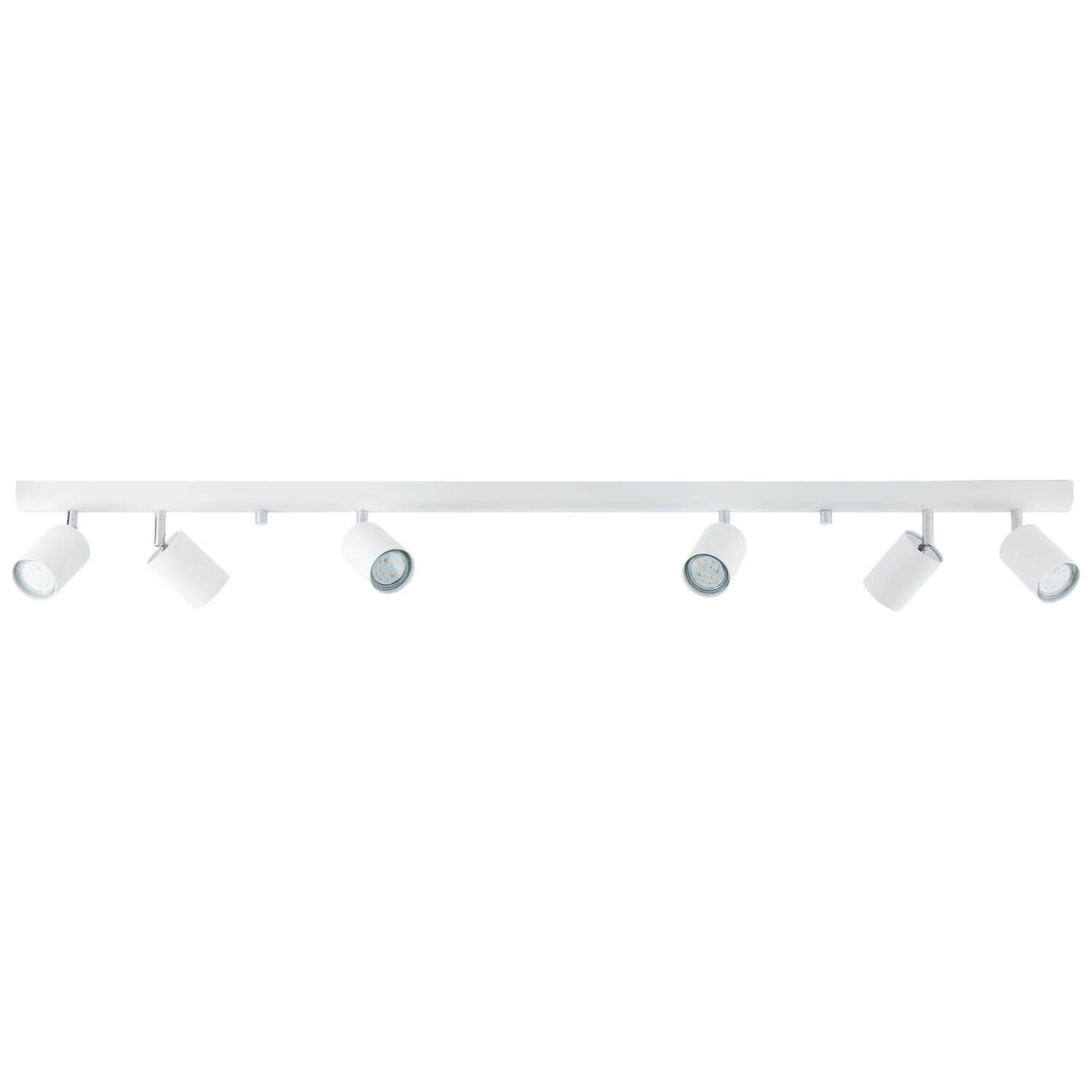 Vue frontale alternative du luminaire blanc avec spots légèrement inclinés
