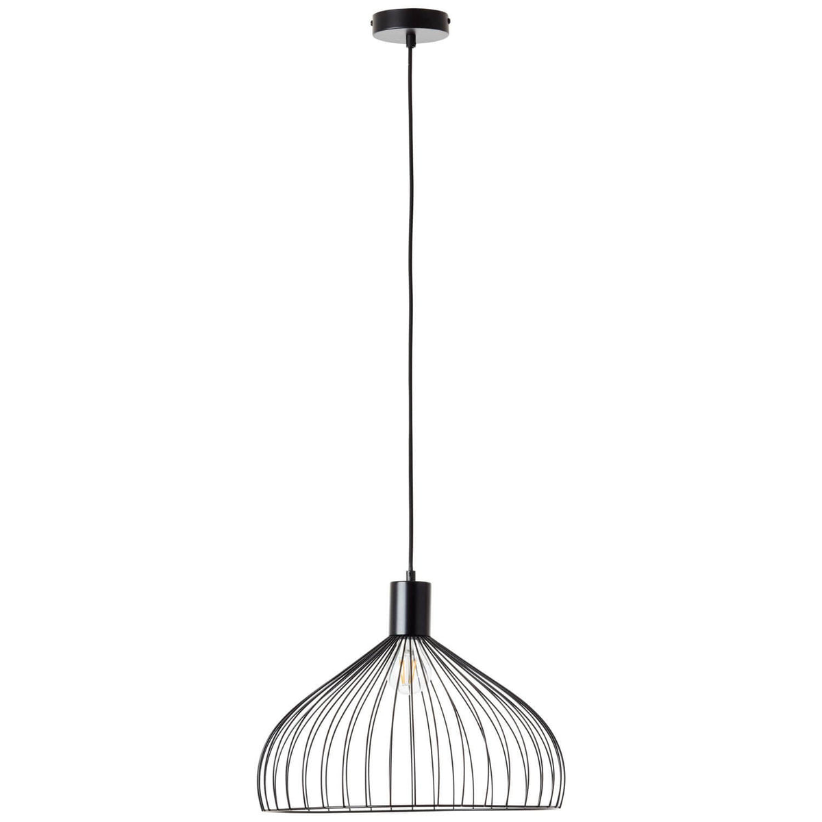 Produit de face, la suspension noire et son long câble sur fond neutre