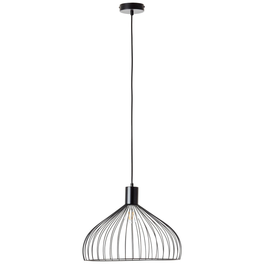 Produit de face, la suspension noire et son long câble sur fond neutre