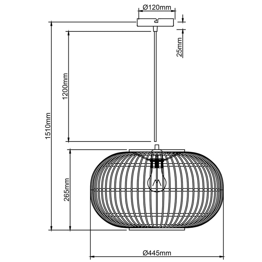 Suspension Woodball noire mat et bois, bambou